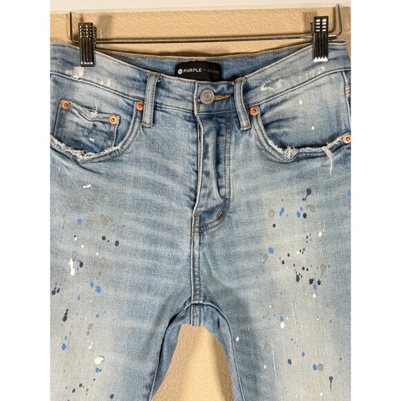 ❌SOLD❌Purple Brand Men's Slim Fit jeans Paint Splatter Distressed Style P001 - Picture 2 of 14